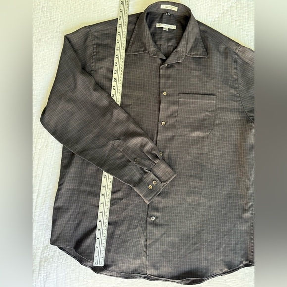 Geoffrey Beene Brown Plaid Long Sleeve Dress Shirt L 16-16.5 Modal Blend - Picture 4 of 8
